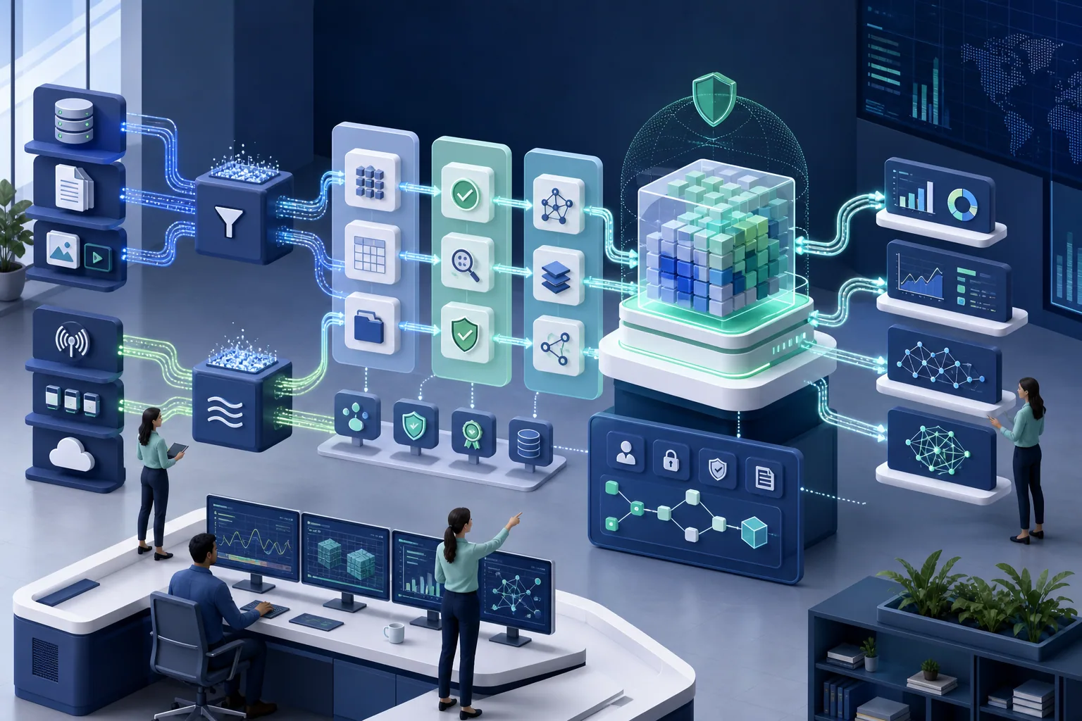 Governed enterprise data product serving analytics and AI workloads from reliable data pipelines